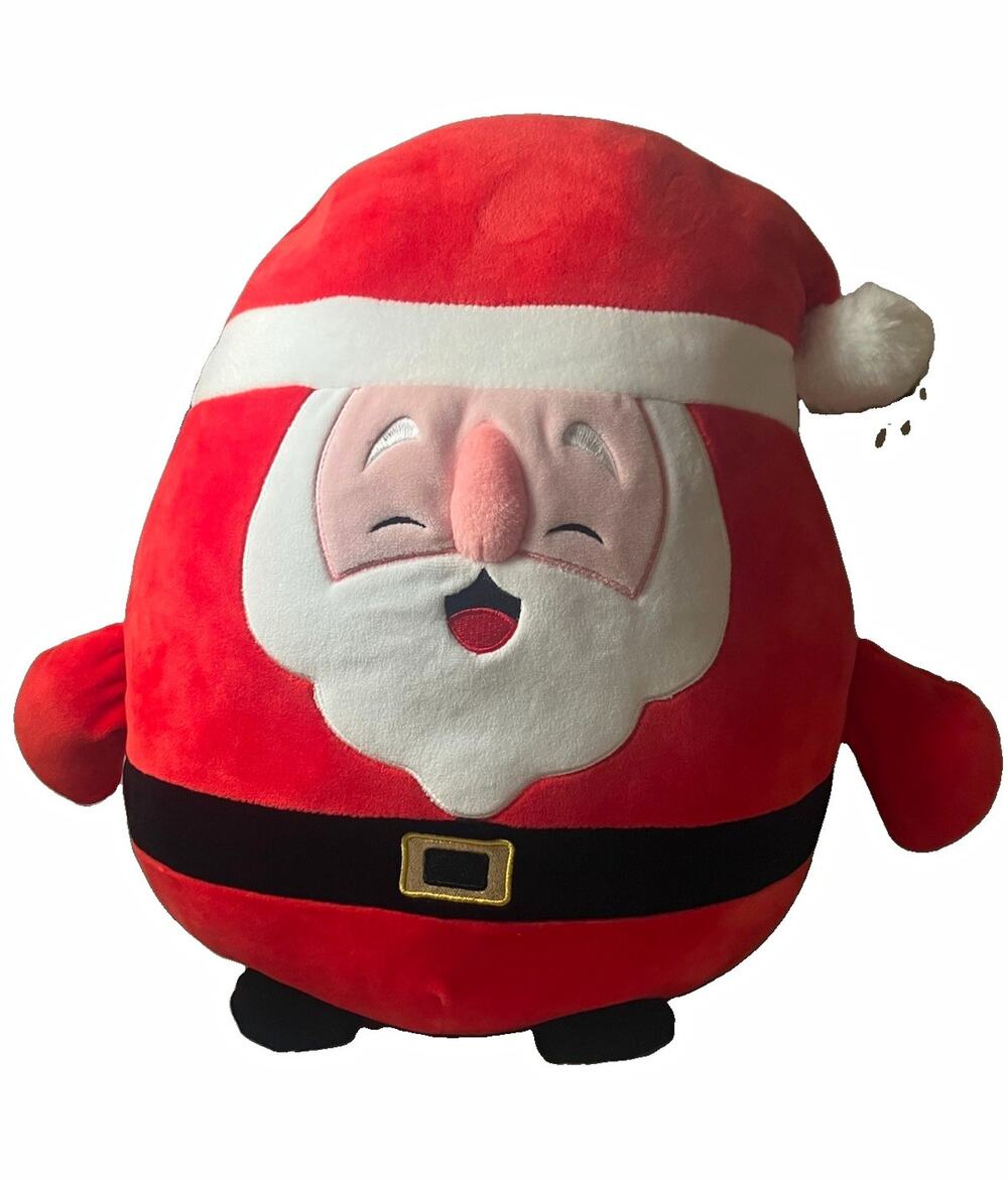 Santa Claus Christmas Plush Doll, 12in Small, Red/White/Black, Washable
